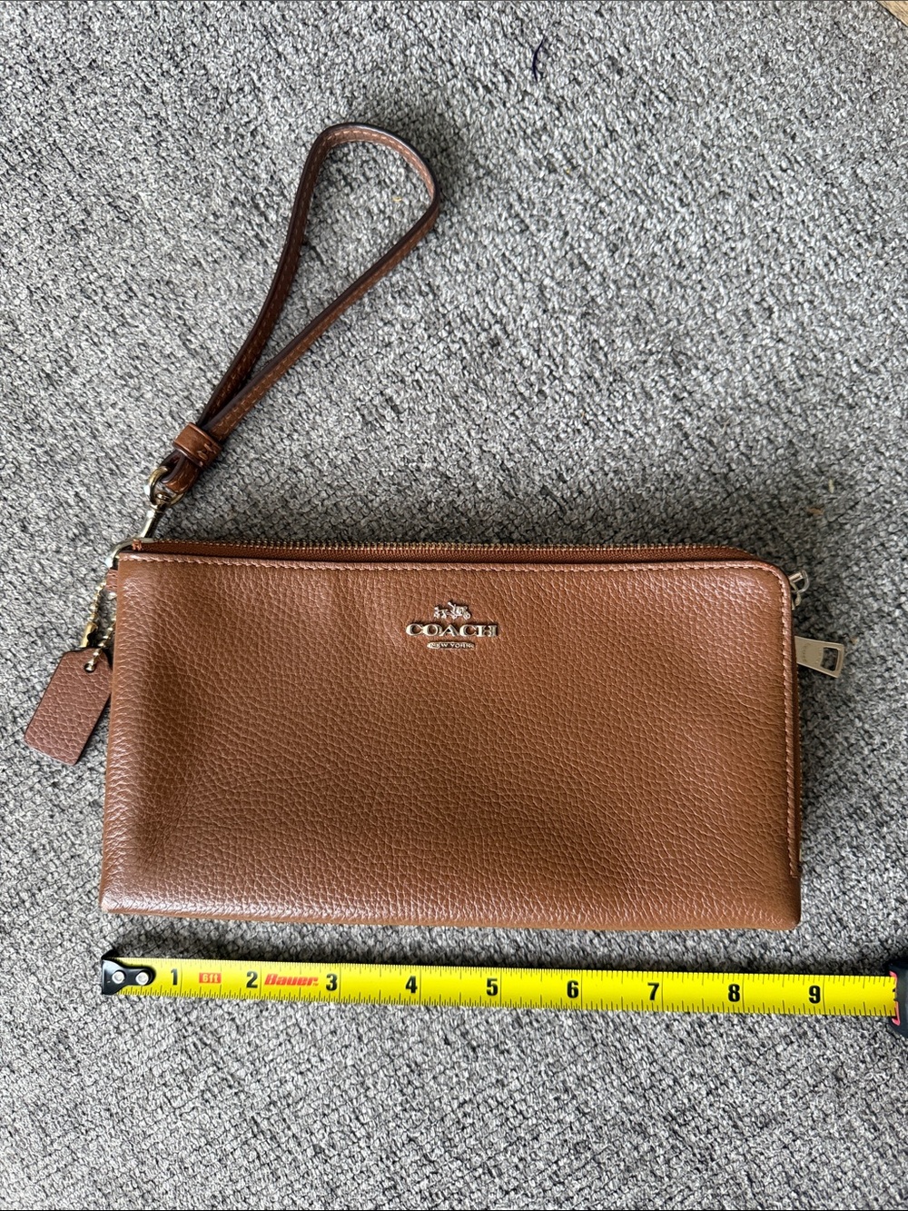 Coach Brown Leather Wristlet Clutch